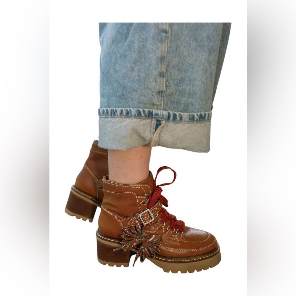 Free People Jasper Hiker Ankle Boots Women's utility Vintage Tan Leather 6,5 - Picture 5 of 13
